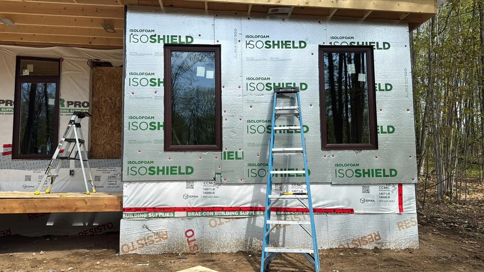 New construction windows installed on a Markham home with exterior insulation visible