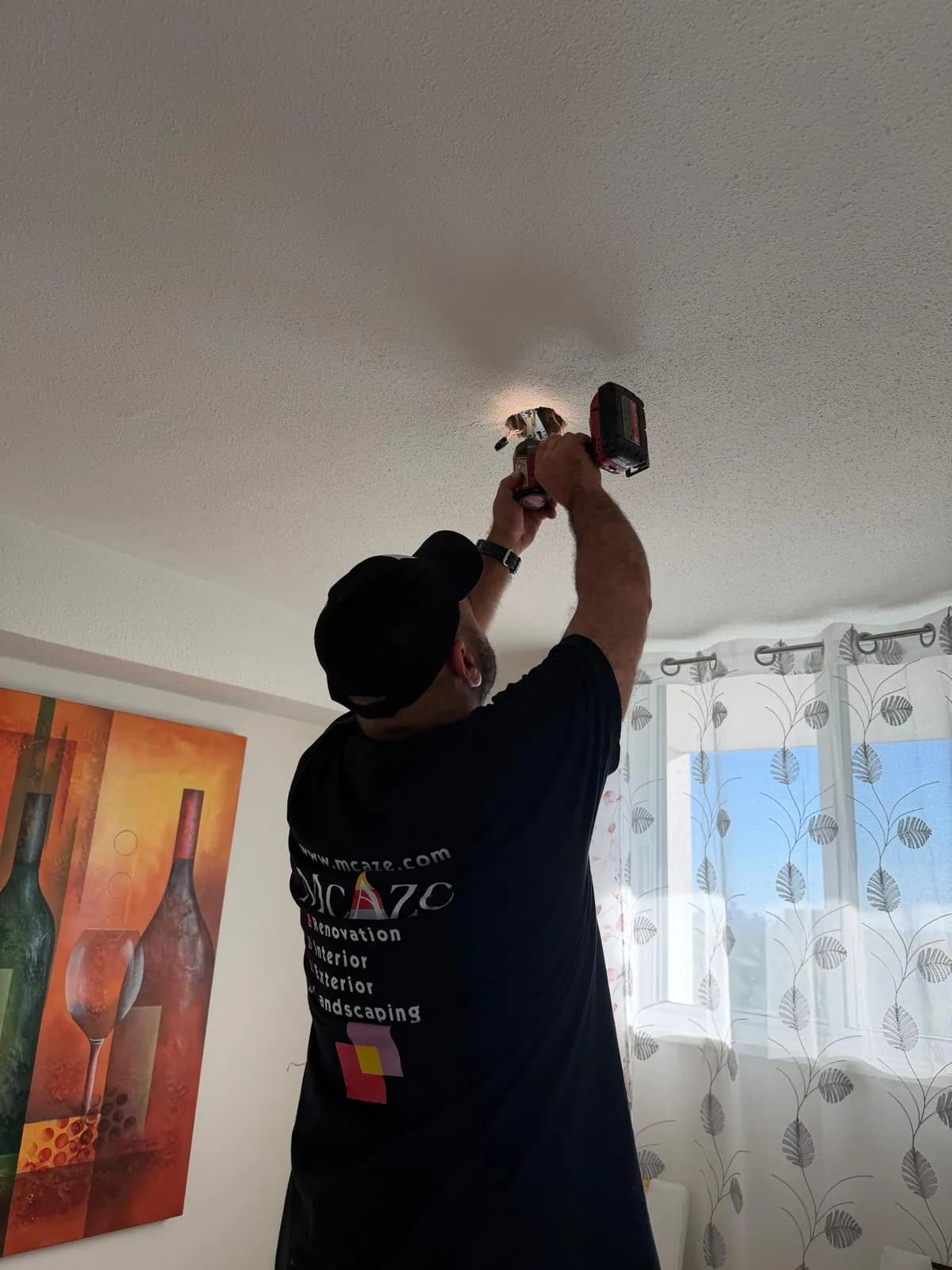 Ceiling light electrical installation in North York condo