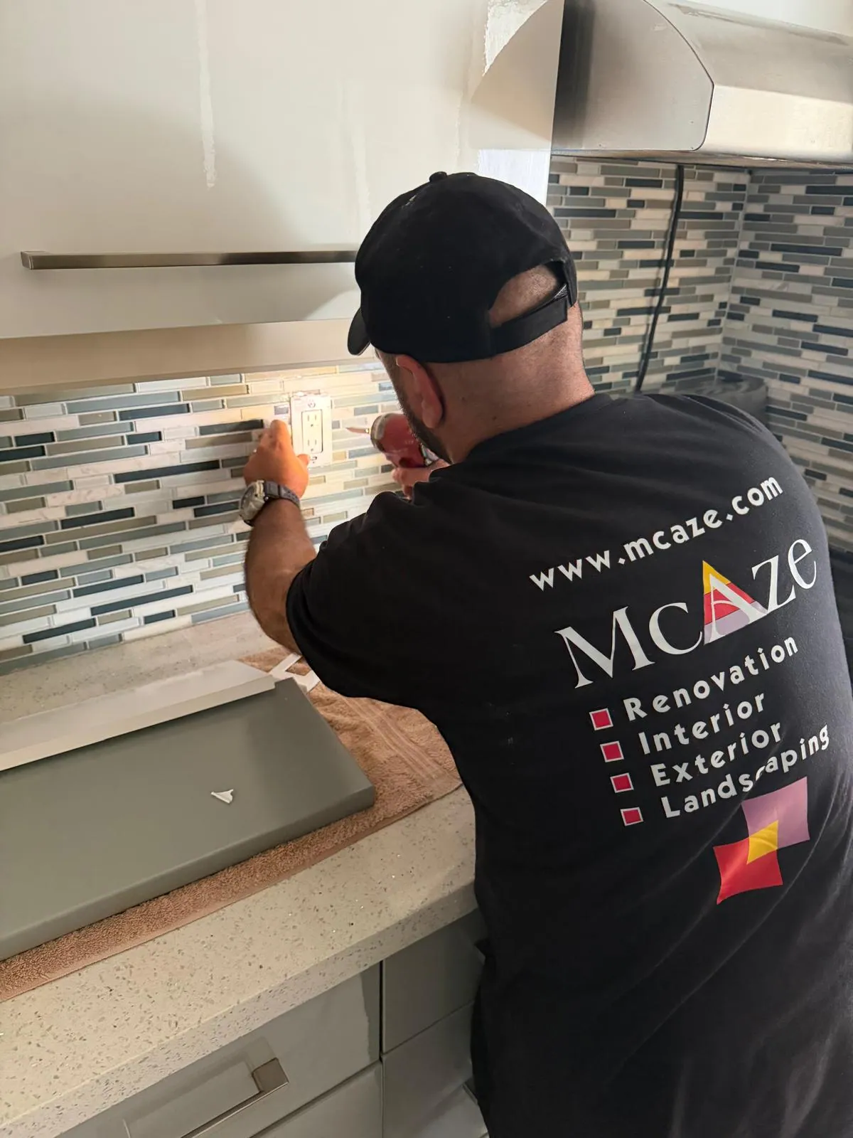 Electrical finishing in renovated North York condo kitchen
