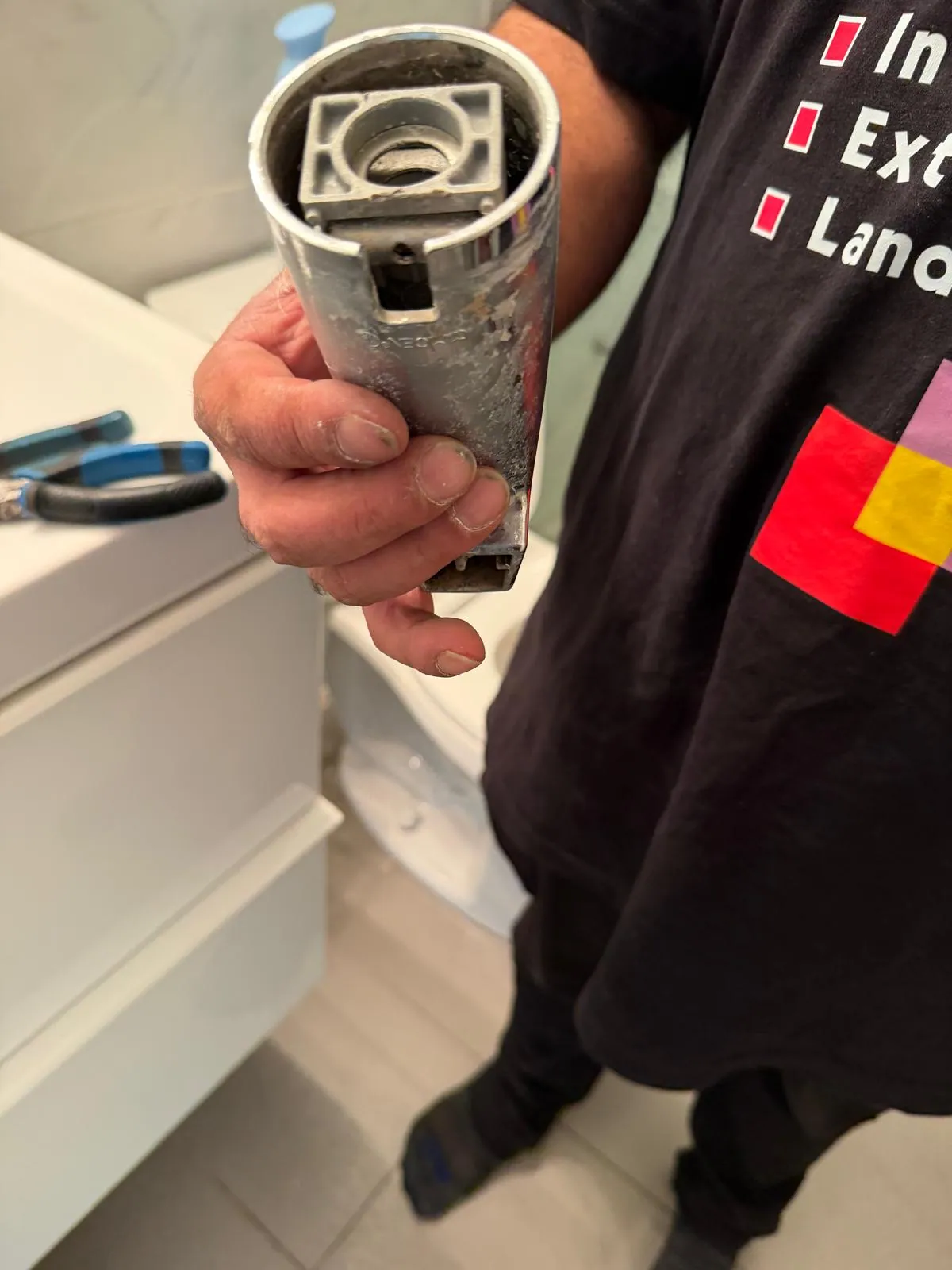 New outlet hardware installed during condo renovation
