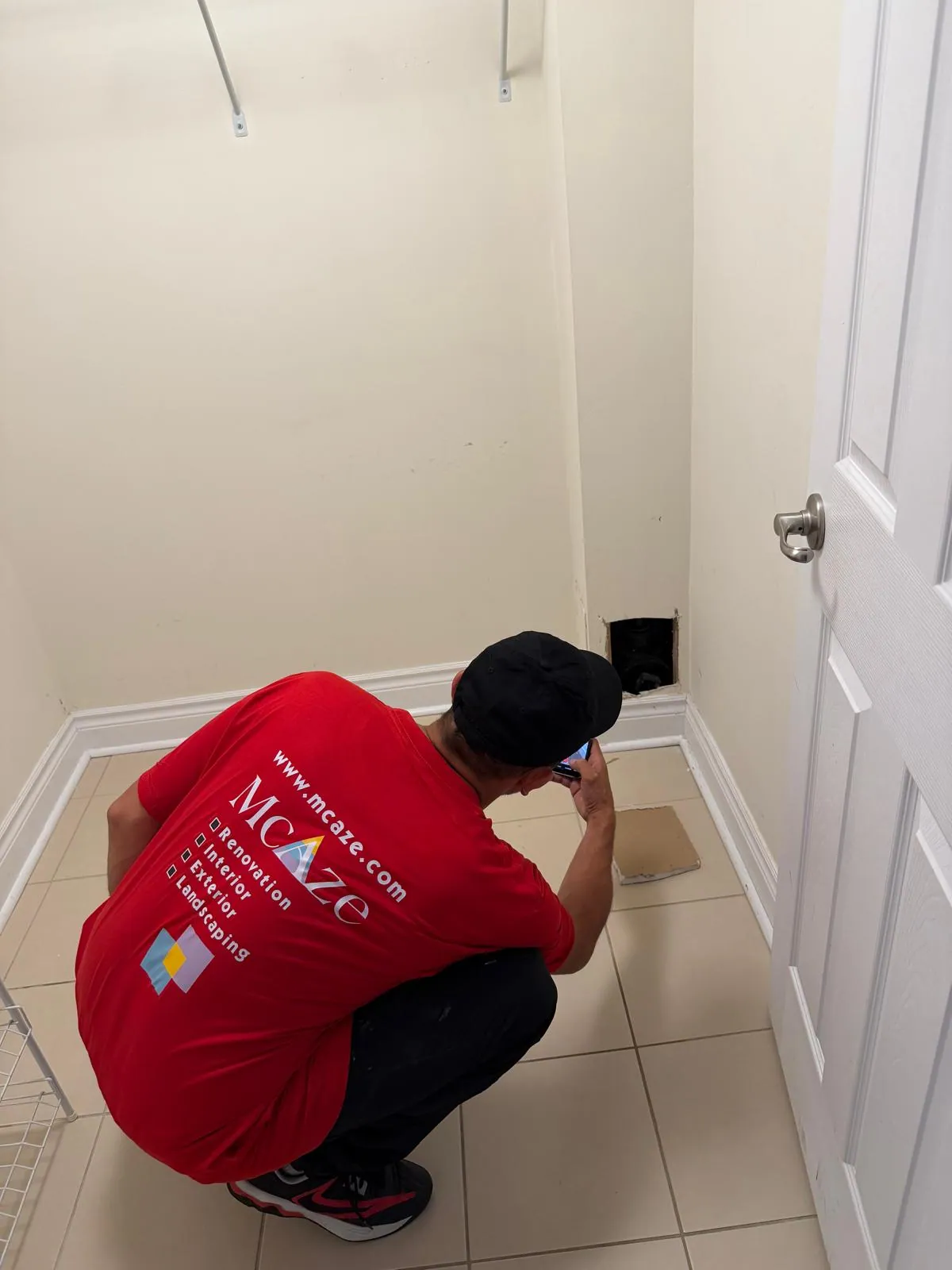 Floor vent and baseboard inspection before townhouse flooring work