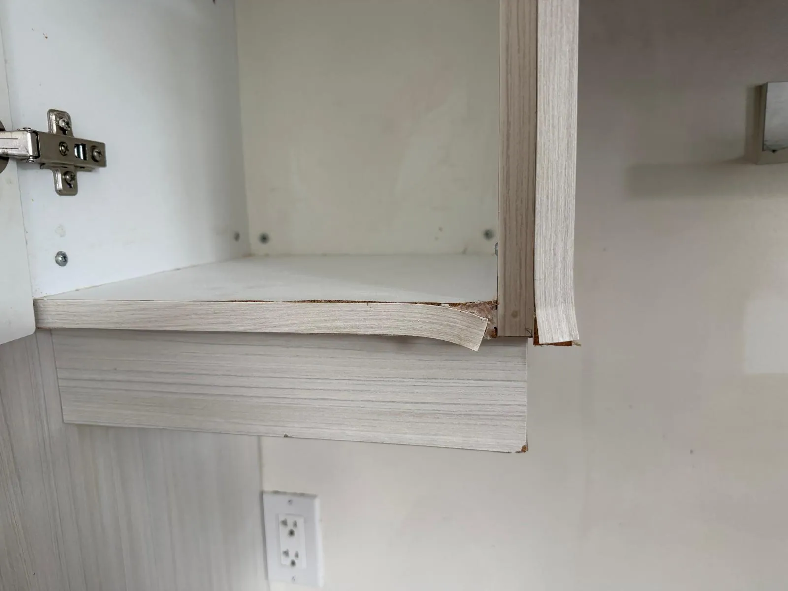 Worn cabinet finish before interior renovation