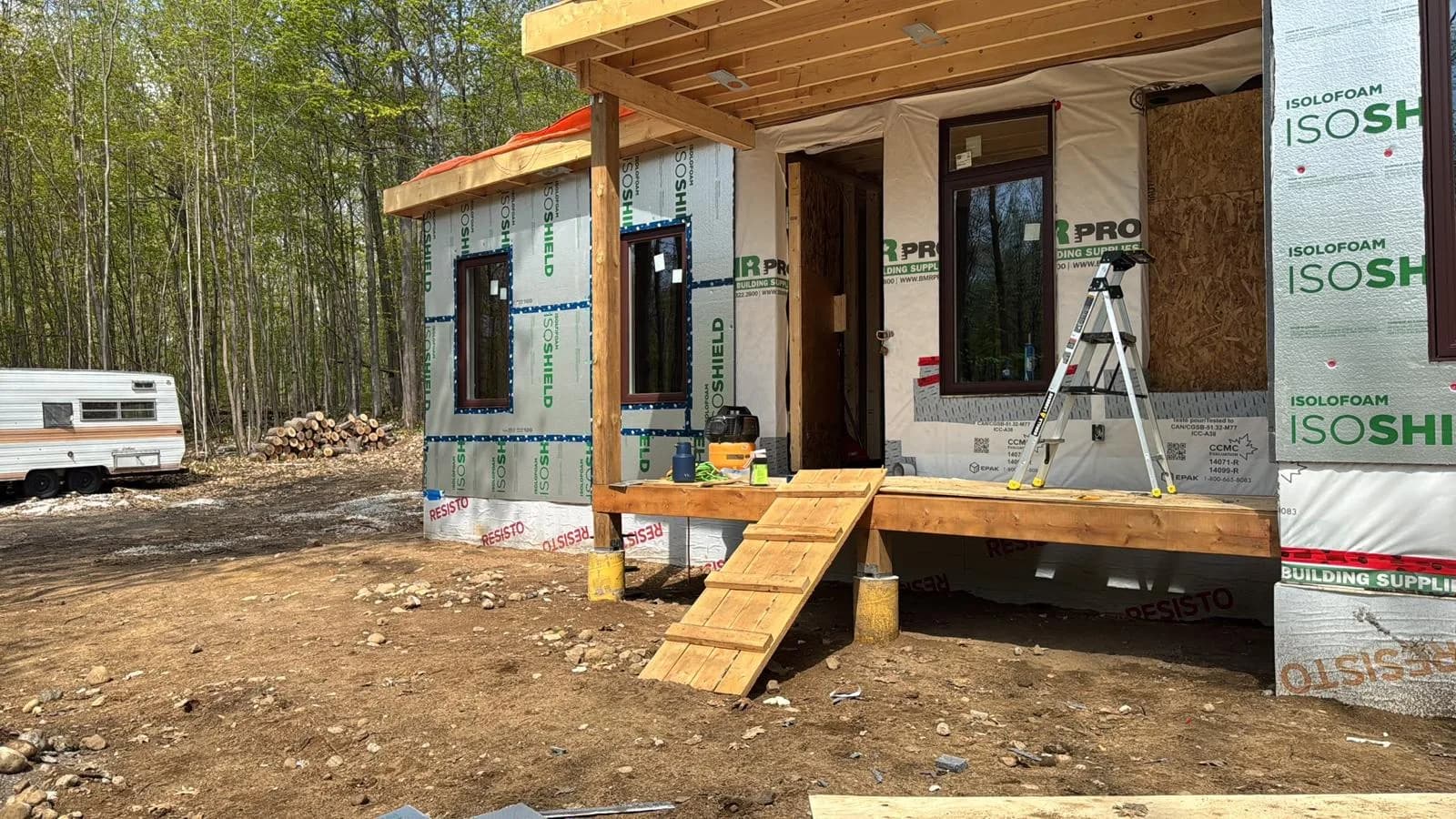 Front elevation of a Markham new build during window and exterior door installation