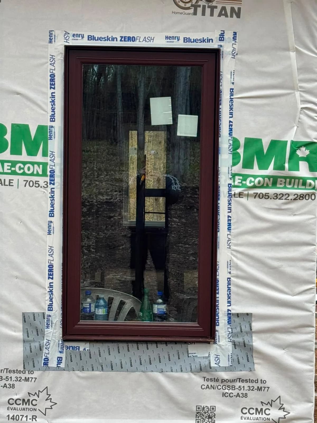 Henry Blueskin ZEROFLASH membrane around a new construction window